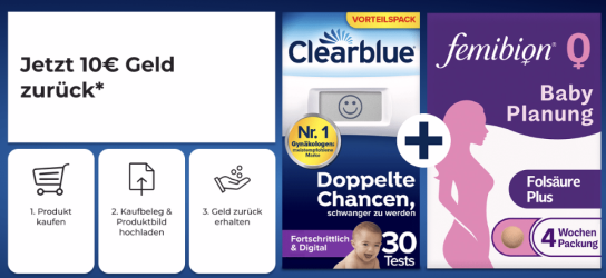 Clearblue Schwangerschaftstest + Femibion mit 10€ Cashback