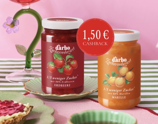 Darbo Zuckerreduziert er Fruchtaufstrich mit 1,50 € Cashback