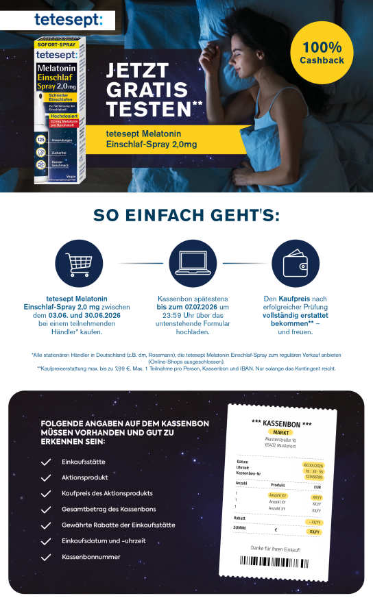 tetesept Melatonin Einschlaf-Spray 2,0 mg gratis testen