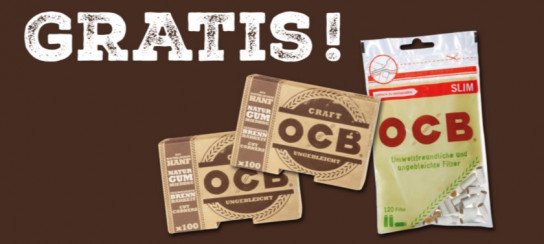 OCB: 2 x OCB CRAFT & 1 OCB Organic Slim Filter gratis bestellen