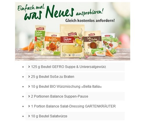 Gefro Probierpaket mit Suppen, Soßen, Würzmischungen & Salatdressing