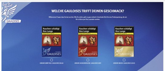 Tabakstore: Kostenlose Zigaretten GAULOISES GOLD