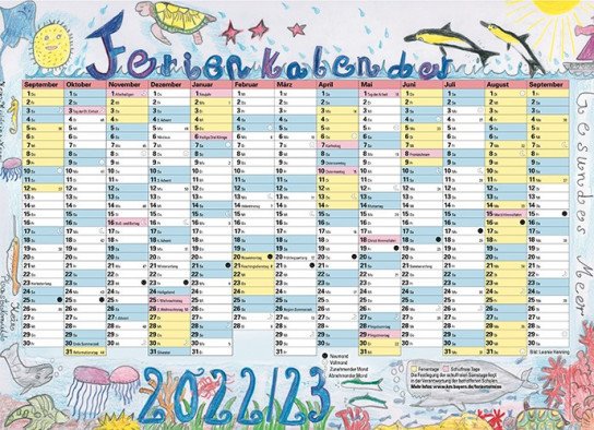 Bayern: kostenloser Ferien-Kalender 2022/23