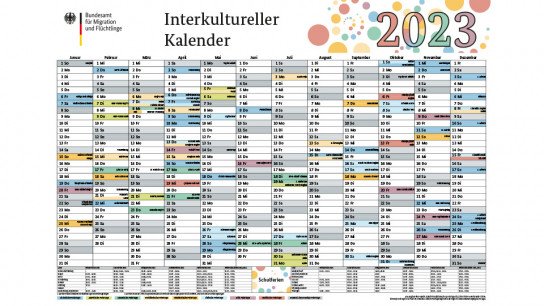 BAMF: interkulturellen Kalender 2023 kostenfrei in A1 oder A3 anfordern