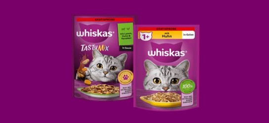 WHISKAS®: jetzt 2 Gratisproben Katzenfutter bestellen