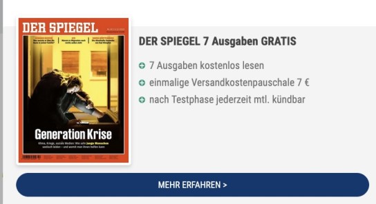 Der Spiegel: 7 Ausgaben kostenlos | kündigung notwendig