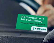DEKRA: kostenloser Aufkleber "Rettungskarte im Fahrzeug"