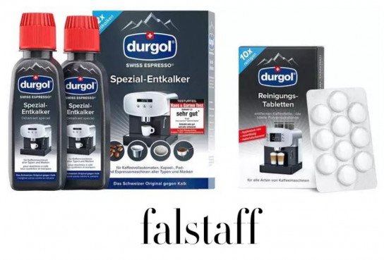 falstaff: Entkalker durgol swiss espresso & durgol Reinigungs-Tabletten - 100 Tester falstaff: Entkalker durgol swiss espresso & durgol Reinigungs-Tabletten - 100 Tester
