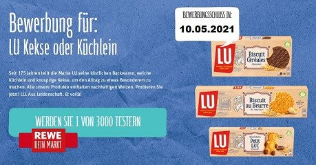 REWE: teste die leckeren LU Kekse oder Küchlein - 3000 Tester gesucht REWE: teste die leckeren LU Kekse oder Küchlein - 3000 Tester gesucht