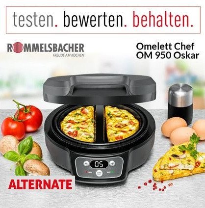 ALTERNATE: 5 Tester für den Rommelsbacher Omelett Oskar Snack Maker gesucht ALTERNATE: 5 Tester für den Rommelsbacher Omelett Oskar Snack Maker gesucht