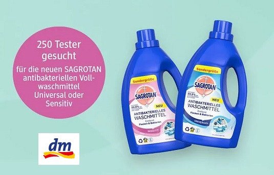 dm Drogerie: 250 Tester für antibakterielles Waschmittel von Sagrotan gesucht