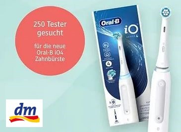 dm Drogerie: 250 Produkttester für die Oral-B iO4 elektrische Zahnbürste benötigt
