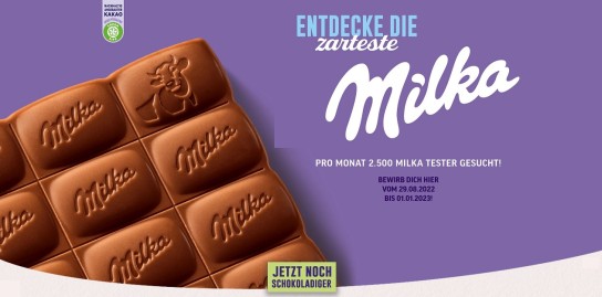 Mondelez: Pro Monat 2.500 Milka Produkttester gesucht - gleich bewerben!