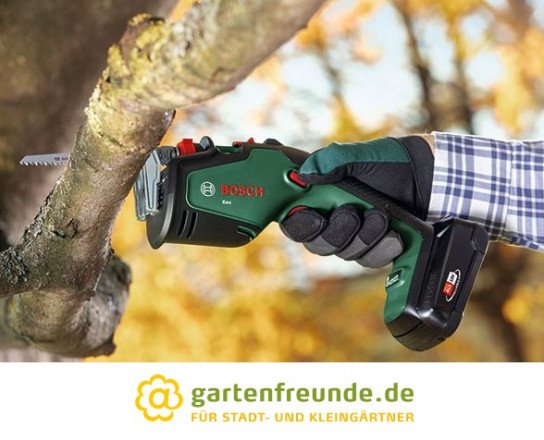 gartenfreunde.de: 4 Tester für die Akku-Gartensäge KEO18V von Bosch gesucht