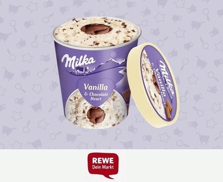 REWE: Milka Vanilla & Chocolate Heart Eisbecher - 5.000 Produkttester gesucht