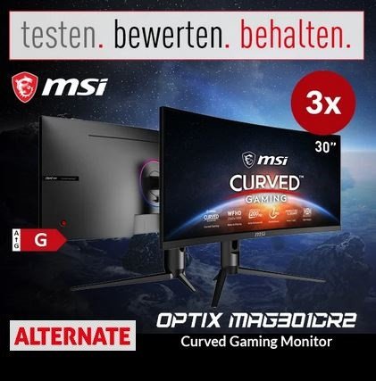 ALTERNATE: 3 Tester für den MSI Optix MAG301CR2DE Gaming-Monitor gesucht