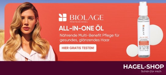 Hagel-Shop: 20 Testerinnen für das Biolage ALL-IN-ONE Hair-Oil in Originalgröße gesucht