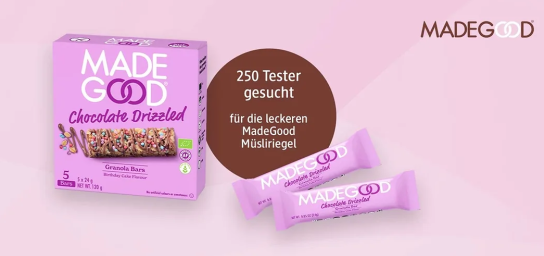 dm Drogerie: 250 Produkttester für MadeGood Müsliriegel gesucht