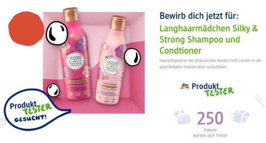 dm Drogerie: 250 Tester für Langhaarmädchen Silky & Strong Shampoo und Conditioner gesucht