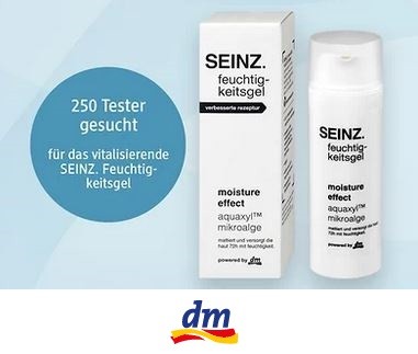 dm Drogerie: 250 Tester für SEINZ. Feuchtigkeitsgel gesucht