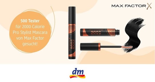 dm Drogerie: 500 Produkttesterinnen für den Max Factor 2000 Calorie Pro Stylist Mascara gesucht