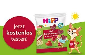 HiPP: 250 Testfamilien für HiPP Mini Hafer-Herzen Erdbeere-Himbeere gesucht