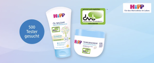 dm Drogerie: HiPP HOCHVERTRÄGLICH Familiencreme & Öl-Balsam sucht 500 Tester