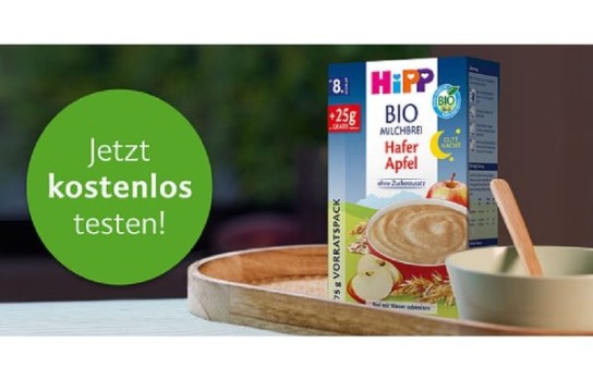 HiPP: 250 Testfamilien für BIO Milchbrei Gute-Nacht Hafer-Apfel gesucht