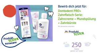 dm Drogerie: 250 Produkttester für die Dontodent PRO+ Zahnfleisch-Serie gesucht: Zahncreme + Mundspülung + Zahnbürste