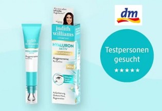 dm Drogerie: 250 Produkttester für die Hyaluron Aktiv Augencreme von Judith Williams gesucht