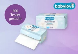 dm Drogerie: 500 Testfamilien für die babylove Baumwoll-Pflegetücher sensitiv gesucht