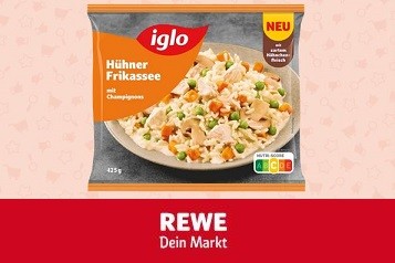 REWE: 10.000 Produkttester für iglo Hühnerfrikassee mit Champignons gesucht