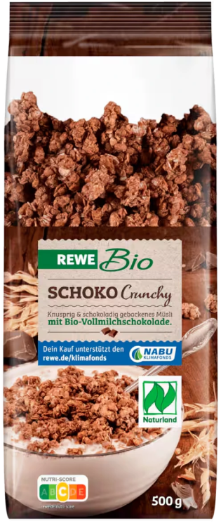 REWE: 10.000 Bio Schoko Crunchy Tester