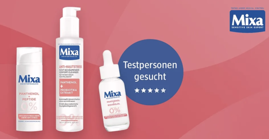 dm Drogerie: Testpersonen für die Mixa Anti-Hautstress Reihe gesucht
