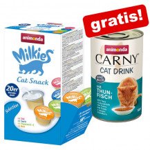 20 x 15 g Animonda Milkies Mixpaket + 140 ml Carny Drink gratis!