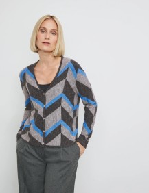 Strickjacke mit Muster und Wollanteil