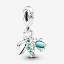 Fisch, Meeresschildkröte & Muschel Dreifacher Charm-Anhänger