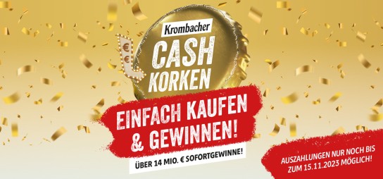 Vom 02.05.2023 bis 31.10.2023 fand die Krombacher Cash-Kronkorken Aktion statt.
