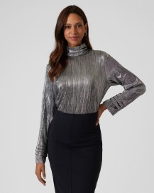 Glamourshirt mit Stehkragen