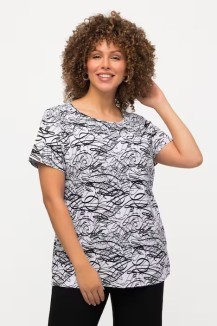 T-Shirt, Scribble, U-Boot-Ausschnitt, Halbarm