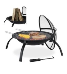 relaxdays XL Feuerschale mit Grillzubehör