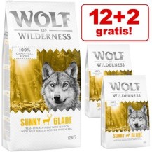 12 + 2 kg gratis! 14 kg Wolf of Wilderness Trockenfutter
