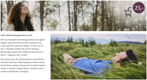 Zum Newsletter anmelden und 25 € Gutschein sichern!