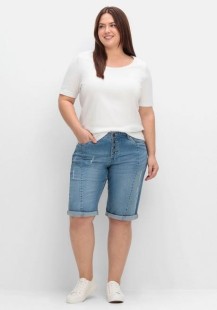 Jeansbermudas im Used-Look