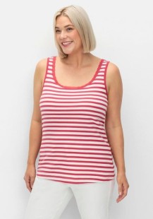 Tanktop mit Ringeln und Spitze am Ausschnitt