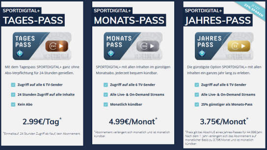 Mit SPORTDIGITAL+ erlebst du internationalen Spitzensport live und auf Abruf. Das Angebot umfasst den Zugriff...