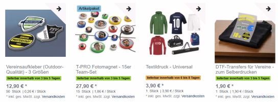 Lass deine Vereinssticker, Fotomagnete, Trikots, Tornetze usw. individuell und einseitig bzw. doppelseitig mit deinem Vereinslogo...