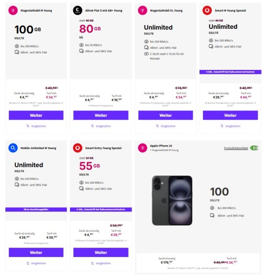 Günstige Angebote für junge Menschen bis 28 JahreFinde die günstigsten Junge-Leute-Specials der Mobilfunkanbieter. DeinHandy bietet...